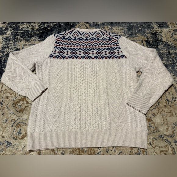 Brooks Brothers Aran Cable Fair Isle Sweater 100% Wool Men's Size XL - Picture 6 of 6